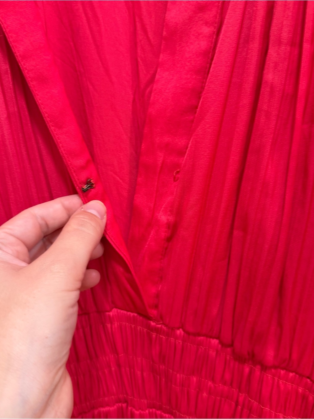Anthropologie Somerset Bright Pink Satin Tiered Maxi Dress - Elegant V-Neck XL - Picture 10 of 12